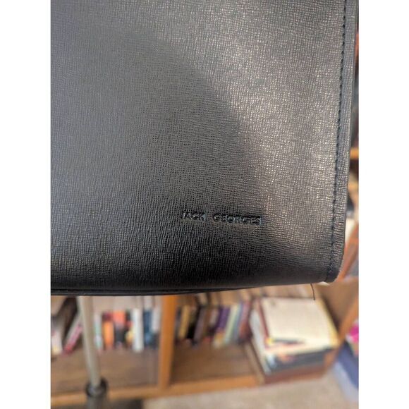 Vintage Jack Georges Men's Professional Black Leather Briefcase Shoulder Strap - Picture 2 of 7